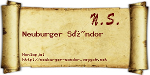 Neuburger Sándor névjegykártya